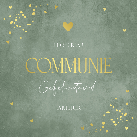 Felicitatie communie goudlook confetti