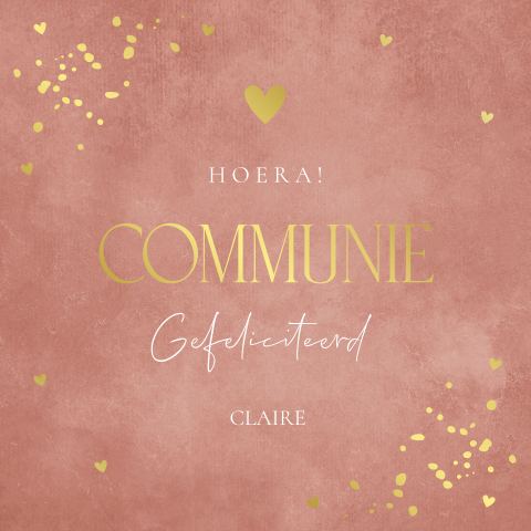 Felicitatie communie goudlook confetti