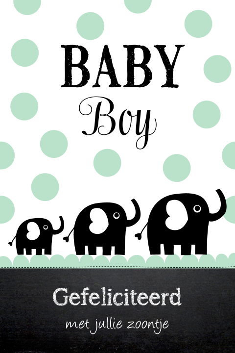 Felicitatiekaart geboorte jongen olifantjes