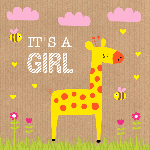 Felicitatie geboorte meisje giraffe