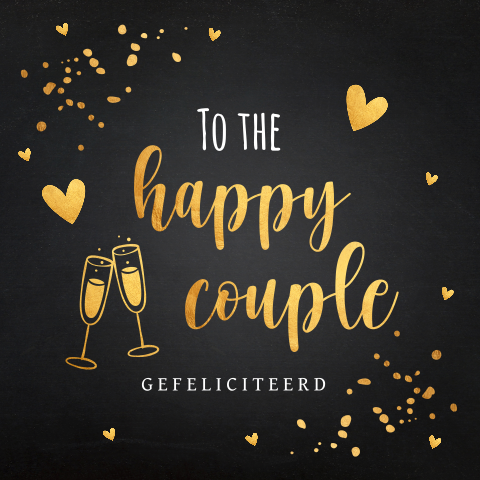 Felicitatiekaart happy couple zwart goudlook