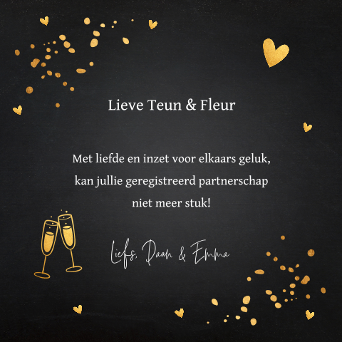 Felicitatie geregistreerd partnerschap of huwelijk