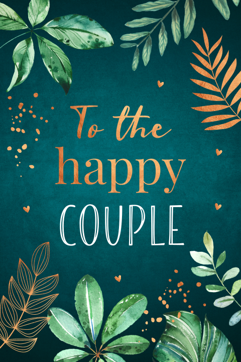 Felicitatiekaart getrouwd botanisch groen koperlook
