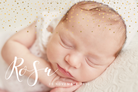 Geboortekaartje foto confetti goudlook