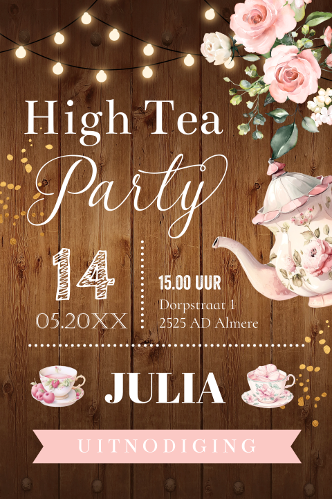 High Tea uitnodiging typografie