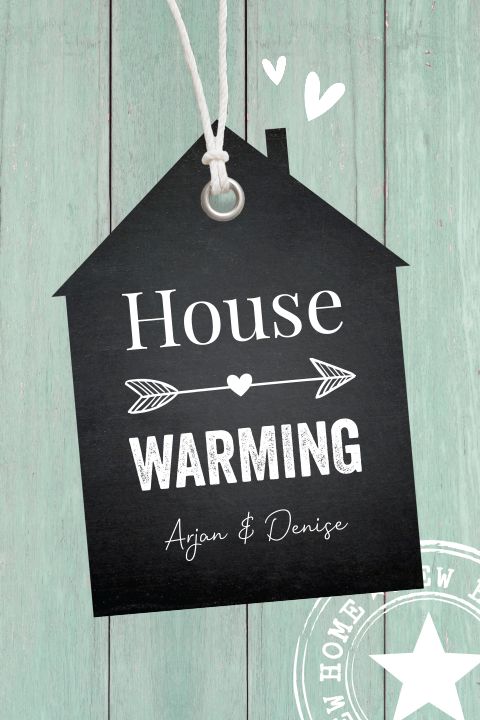 Housewarming blauw met zwart huisje