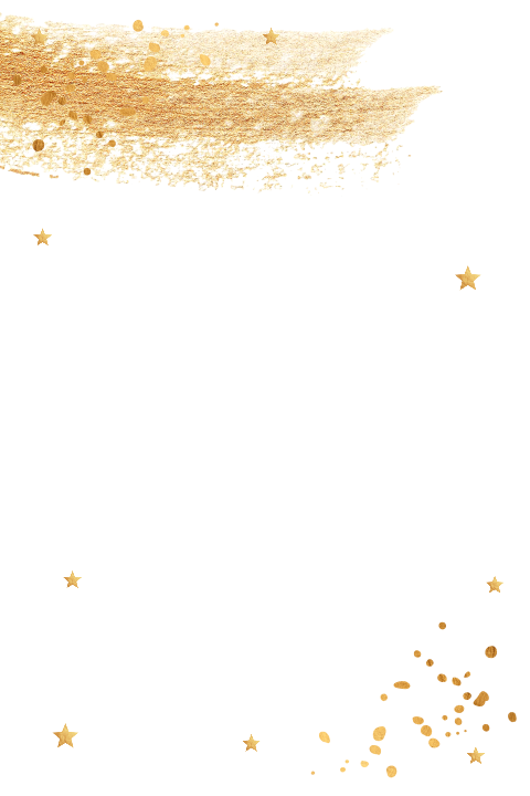 Kerstmenukaart goudlook confetti brushstrook