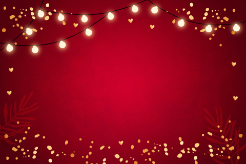 Naamkaartje huwelijk kerst rood lampjes goudlook