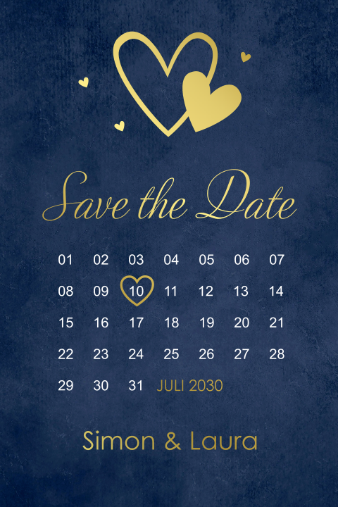 Save the Date kaart kalender goudfolie