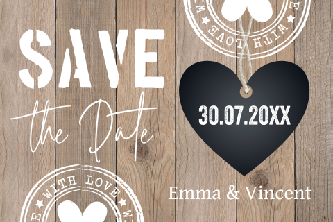 Save the Date kaart wood style