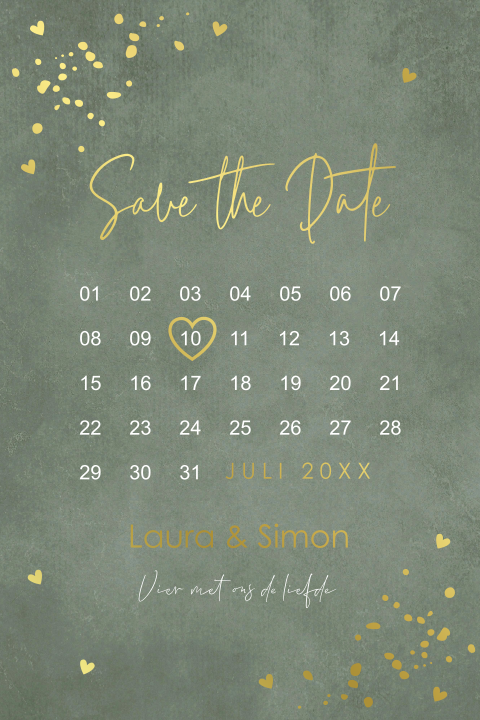 Save the Date kaart kalender paars foliedruk