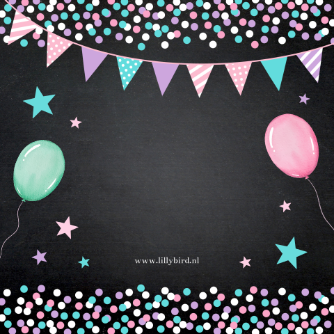 Verjaardagskaart confetti & slinger