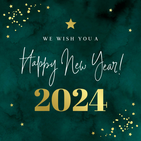 Zakelijke Nieuwjaarskaart blauw 2022 goudlook