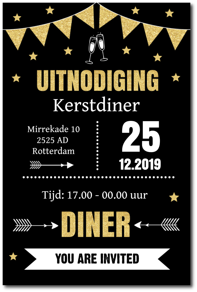 Kerstdiner Uitnodiging Typografie