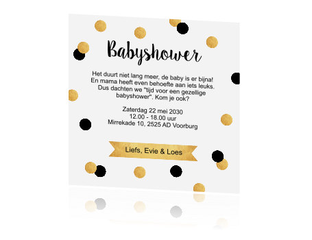 Verrassend Uitnodiging babyshower confetti DP-22