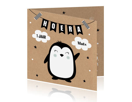 Verjaardagskaart pinguin